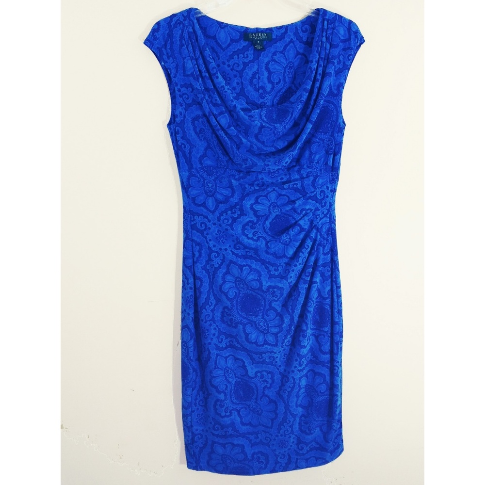Ladies Ralph Lauren Sheath Blue Travel Dress Size8